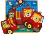 Puzzle en bois camion de pompiers pour enfants