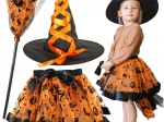 Costume de sorcière pour enfants, ensemble 3 pièces orange