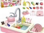 Kids' kitchen sink with XXL dish set – pink