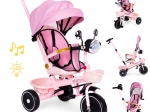 Roze kinder driewieler buggy met draaibare zitting en duwstang ecotoys