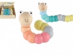 Wooden jointed worm/caterpillar 16 cm – pastel colors, bendable toy for babies
