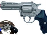 Politierrevolver van metaal, zilverkleurig, 8 schoten