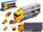 Truck set with trailer and 6 construction mini cars