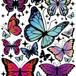 Strijkpatches – regenboogvlinders, groot vel 20 × 30 cm