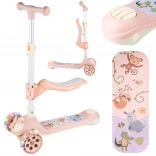 Children's scooter with seat and pinwheel, pink
