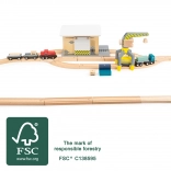small foot goederendepot met kraan en rails van FSC-hout