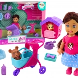 Doll with Puppies and Accessories – Pink Pet Care Set