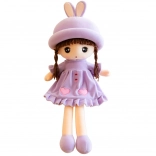 Soft plush doll in purple dresses with ruffles, 45 cm
