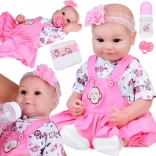 Adorable soft baby doll 50 cm with diaper, bottle and magnetic pacifier