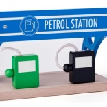 Houten speelgoed tankstation