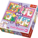 Puzzle Lamas joyeuses 4-en-1 TREFL (35, 48, 54 et 70 pièces)