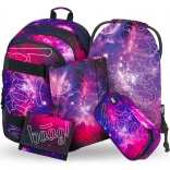 Set scolaire Galaxy : sac à dos, trousse, sac, classeurs, portefeuille