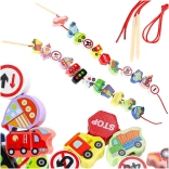 Wooden Lacing Beads – Vehicles and Traffic Signs