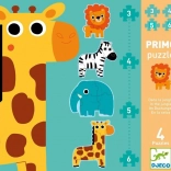 DJECO puzzle jungle 4 en 1 pour enfants (3–6 pièces)