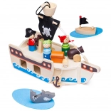 Bateau pirate en bois avec accessoires de Bigjigs Toys