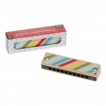 Houten harmonica met strepen en stippen