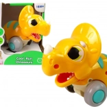 Yellow rolling dinosaur triceratops – plastic toy for children