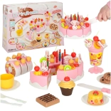 Pink birthday cake for slicing – kids set 75 pcs