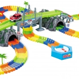 Piste de course Flexi avec deux tunnels et 2 voitures