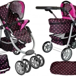 Children's Doll Stroller with Bag Black and Pink