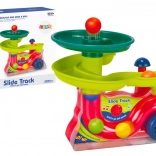 Kleurige fontein met glijbaan voor balletjes met geluiden