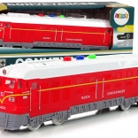 Toy Train 1:32 with friction drive, lights and sounds – red