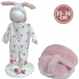 Tenue pour poupée New Born 35–36 cm avec motifs de lapin et matelas doux