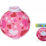 Lampion bol 20 cm op batterijen met hartjesmotief
