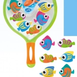 Duikende vissen met schepnet