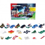 calendrier de l’Avent avec petites voitures métalliques et accessoires (24 surprises)