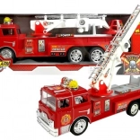 Rode brandweerwagen met uitschuifbare ladder, lichten en geluiden