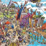 Puzzle COBBLE HILL DOODLETOWN: Wikingerdorf – 1000 Teile