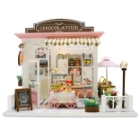 Maison miniature Chocolaterie – kit créatif DIY avec éclairage LED