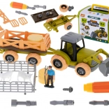 Farm tractor with tools and animals