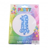 Ballon chiffre 1 bleu avec étoiles