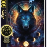 Ravensburger-puzzel die in het donker licht – wolf en manen, 500 stukjes