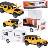 Off-road car with caravan with lights and sounds 1:32 - yellow