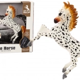 White spotted horse figurine – rearing horse for stable and farm play