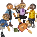 Poupées en bois flexibles – famille avec bébé, 8 pièces