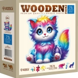 Houten puzzel Kleurrijke Kitten