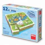 dino cubes d’images en bois à la ferme – 12 cubes