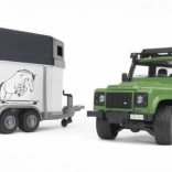 BRUDER LAND ROVER DEFENDER avec remorque pour chevaux