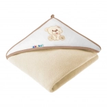 AKUKU babybadcape beige met beertje 100 × 100 cm