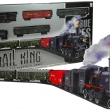 Grande voie ferrée électrique avec fumée et lumières, 4 wagons, ellipse 156 cm