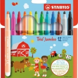 Stabilo Trio Jumbo viltstiftenset, 12 kleuren