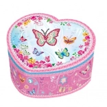 Boîte à musique en forme de cœur avec papillons