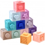 Cubes sensoriels souples pour bébés, set de 12 pièces