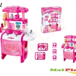 Roze kinderspeelkeuken op batterijen met licht en geluid