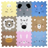 Humbi foam speelmat – educatieve puzzel met dieren 120 × 120 cm, 9 stukken