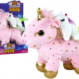 Pluchen eenhoorn met slaapmelodie roze met gouden sterretjes